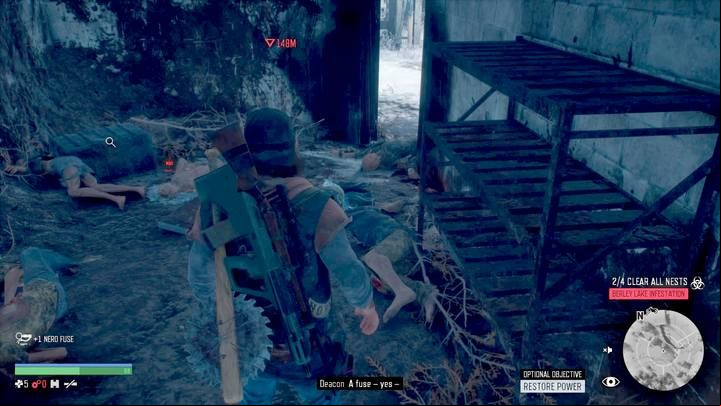 The fuse you will find after burning the Freakers nest in the tunnels wall - Days Gone: Lost Lake - map, important locations - Lost Lake region maps - Days Gone Guide
