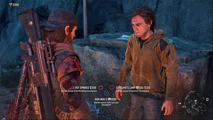 After rescuing the civilians, you have to decide where to send them - Days Gone: Where to send Survivors/saved people? - Exploration - Days Gone Guide