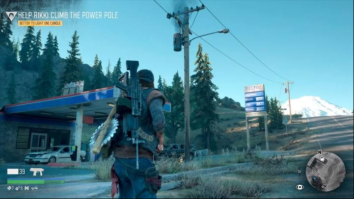 Watch out for Rikki, protecting her from enemy attacks, coming from the gas station building. - Days Gone: Earning Our Keep - walkthrough - Main storyline - Days Gone Guide