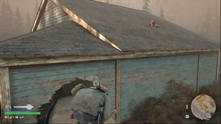 Now, get inside the building - climb the car stuck in the wall, get on the roof, and go through the hole - Days Gone: Im Never Giving Up - walkthrough - Main storyline - Days Gone Guide