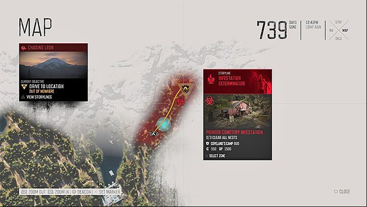 Pioneer Cemetery Infestation nests are located in the north-east part of Cascade region - Days Gone: Where to find Pioneer Cemetery Infestation nests? - Exploration - Days Gone Guide