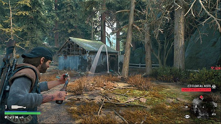 The third nest is the most problematic - it is farther away from the previous two nests - Days Gone: Where to find Pioneer Cemetery Infestation nests? - Exploration - Days Gone Guide