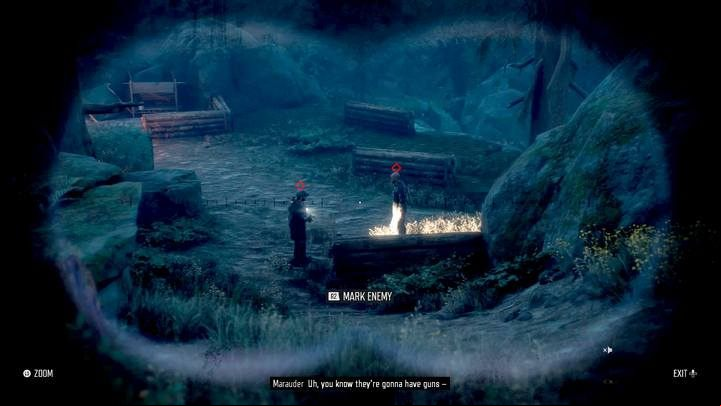 Using binoculars (D-pad: Up), you can tag enemies to track their movements and better plan your next actions - Days Gone: Gear Up For The Ride - walkthrough - Main storyline - Days Gone Guide