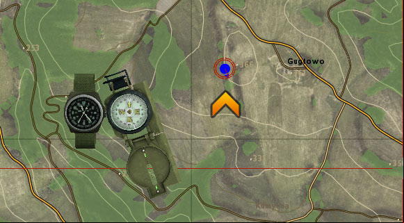 On servers with the lowest difficulty setting, you should note that you can see your character on the map (if you have one), together with a marked direction in which you're looking - Difficulty level on servers - Servers - DayZ - Game Guide and Walkthrough