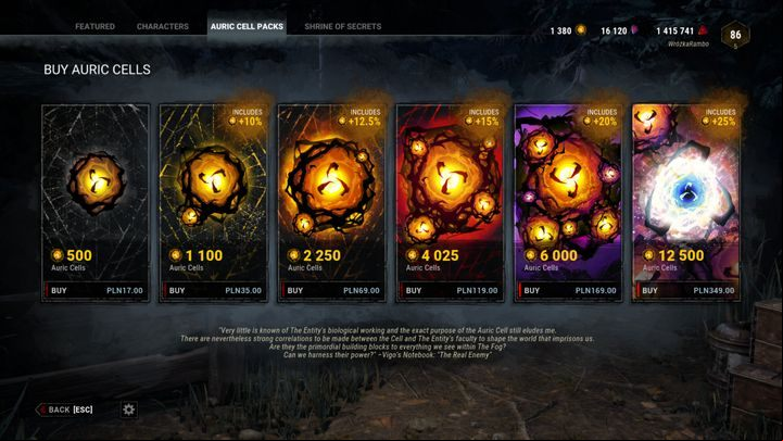 This currency is only available to buy with real money - Dead by Daylight: Currencies - Bloodpoints, Iridescent Shards, and Auric Cells - Basics - Dead by Daylight Guide