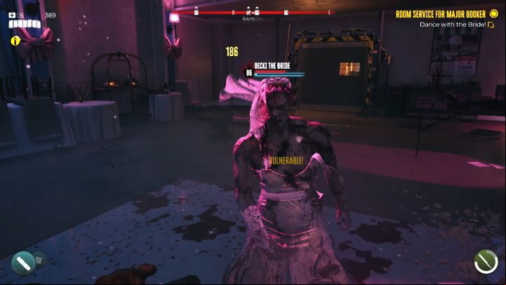 Try out different weapons from your inventory and stick to the most damaging one - Dead Island 2: How to beat Becki the Bride? - Bosses - Dead Island 2 Guide