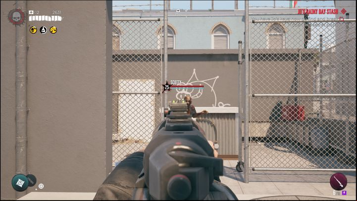 Look around the rooftop for a steel fence - Dead Island 2: Jos Rainy Day Stash - Lost and found - Dead Island 2 Guide