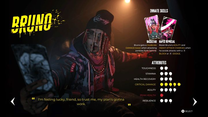 This is a character for players who want to deal strong and fast attacks - Dead Island 2: List of characters - Basics - Dead Island 2 Guide