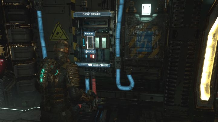 Time to interact with the Circuit Breaker - activate the elevator fuse - Dead Space Remake: Intensive Care - Main missions - Dead Space Remake Guide