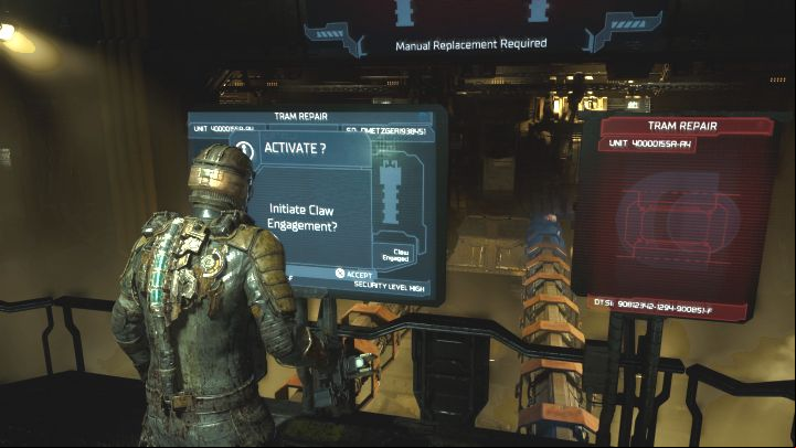 Return to the central screens to confirm the replacement of the train car - Dead Space Remake: New Arrivals - Main missions - Dead Space Remake Guide