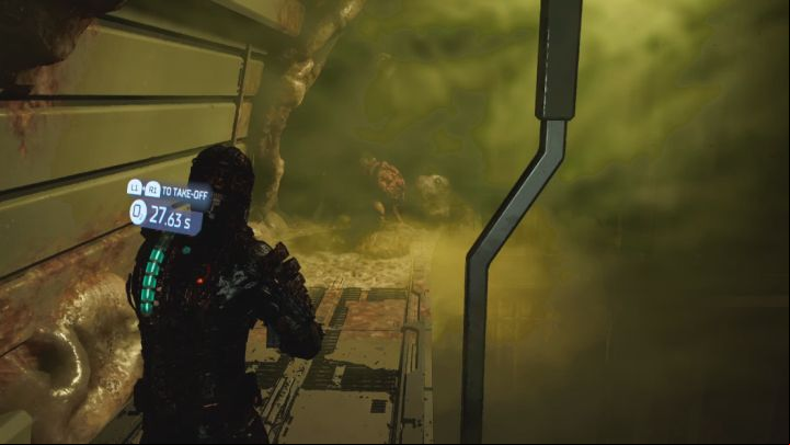 You can bounce off the ground and start flying, but watch out for the new Necromorphs that have appeared in the area - Dead Space Remake: Environmental Hazard - Main missions - Dead Space Remake Guide