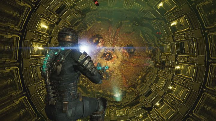 In the second phase of the fight, the Leviathan will reveal its mouth and start spitting out projectiles - Dead Space Remake: Environmental Hazard - Main missions - Dead Space Remake Guide