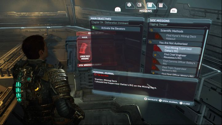 This quest is about finding the RIGs of various Ishimura crew - Dead Space Remake: You Are Not Authorized - Side missions - Dead Space Remake Guide