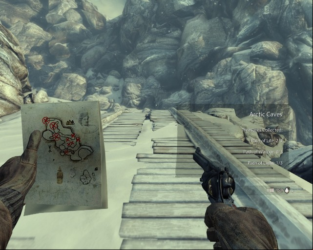 The road to the warehouses leads along tracks. - Arctic Cave | Walkthrough - Walkthrough - Deadfall Adventures Game Guide & Walkthrough