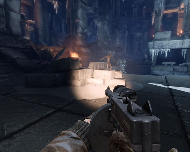 Flashlight on a machine gun is a major convenience. - Ice Temple | Walkthrough - Walkthrough - Deadfall Adventures Game Guide & Walkthrough