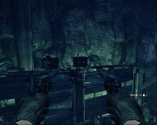 A rollercoaster ride with revolvers in hands. - Mines | Walkthrough - Walkthrough - Deadfall Adventures Game Guide & Walkthrough