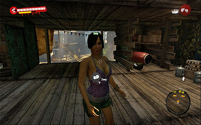 Now you need to return to Zoey in the Paradise Survival Camp (choose the same way) - Electrifying | Side missions - Jungle - Side missions - Jungle - Dead Island Riptide Game Guide