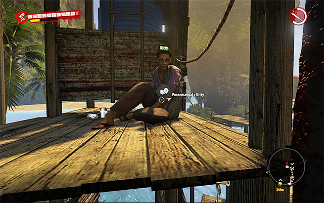 When you eliminate all zombies, use a ladder to get onto upper balconies and get to the Kitty - Rescue Kitty | Side missions - Jungle - Side missions - Jungle - Dead Island Riptide Game Guide