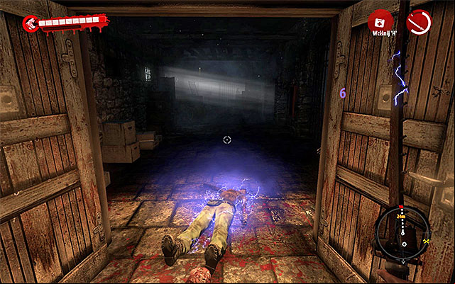 Return upstairs and approach the door, through which zombies were trying to get through - Find a age to lower level | Chapter 11 - The Crash - Chapter 11 - The Crash - Dead Island Riptide Game Guide