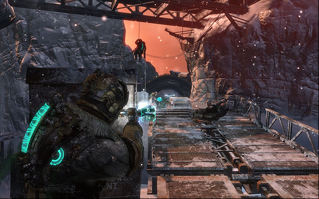 Down below, right next to the bridge, you are up for an unpleasant surprise by soldiers - Locate the Experiment Facility | 10: Now We Know - 10: Now We Know - Dead Space 3 Game Guide