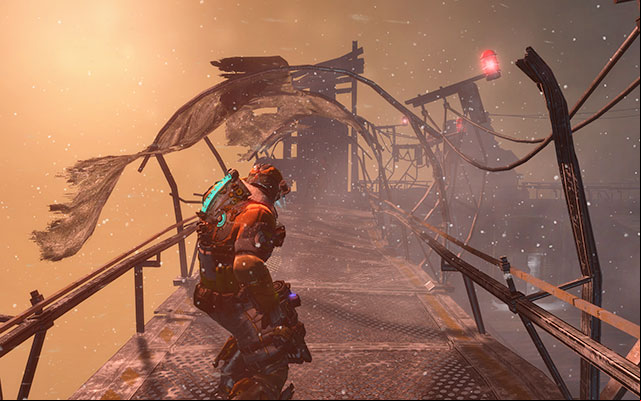 Backtrack a little bit to get to the ladder, and climb it upstairs, Go towards the end of the path, and eliminate the two Necromorphs on your way there - Reactivate the heating system | 11: Signal Hunting - 11: Signal Hunting - Dead Space 3 Game Guide