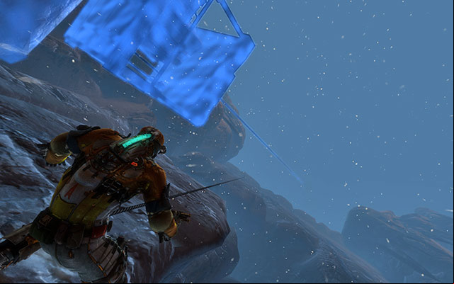 Jump across the hole to the right- keep your eye on the lift at all times, As soon as stasis deactivates, and the lift begins to move your way, slow it down again - Locate the lift controls | 13: Reach for the Sky - 13: Reach for the Sky - Dead Space 3 Game Guide