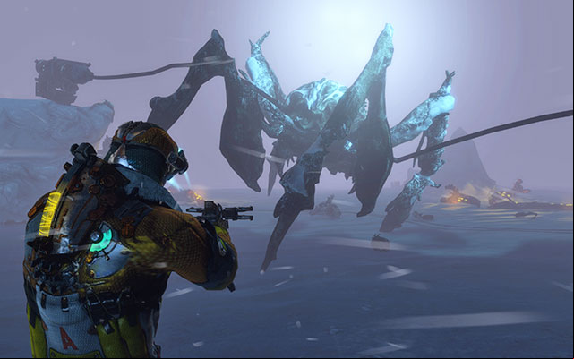 After you activate the system, you should notice blue laser beams - you now need to lure the monster into the area operated by those beams - Reunite with Ellie | 13: Reach for the Sky - 13: Reach for the Sky - Dead Space 3 Game Guide