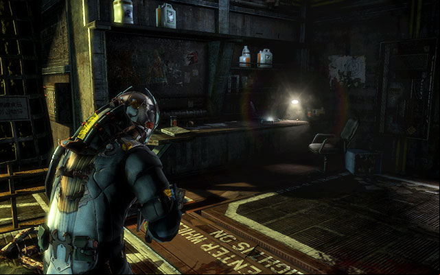 After you reach the room with the workbench, on the table to the left - Chapter 5 | Secrets - Secrets - Dead Space 3 Game Guide