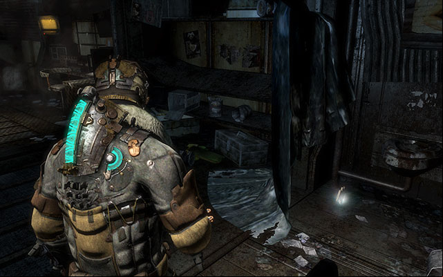After you enter the complex, climb the ladder in the first area, the artifact is behind the curtain in the far end of the room - Chapter 9 | Secrets - Secrets - Dead Space 3 Game Guide