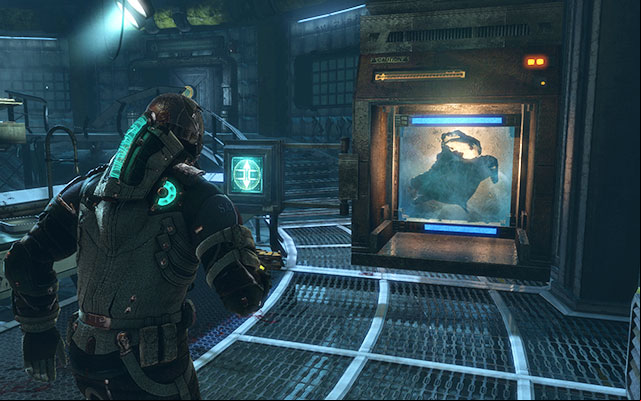 Use kinesis to pick up this part and move it to the other side of the room, to a special catag system - Collect the Rosetta samples - Biology sector | 14: Everything Has Its Place - 14: Everything Has Its Place - Dead Space 3 Game Guide