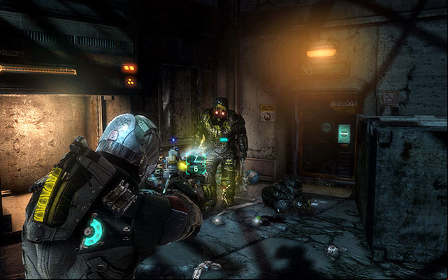 Call the plate and use the kinesis to get it to the catag system, located next to the entrance door - Collect the Rosetta samples - Biology sector | 14: Everything Has Its Place - 14: Everything Has Its Place - Dead Space 3 Game Guide