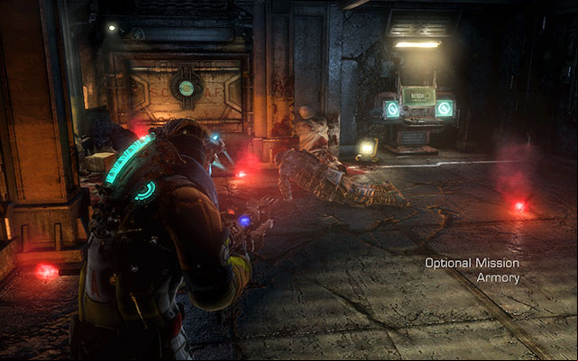 After preparations for the mission, head to the elevator - Protect the Armory munitions | Side missions: Armory - Side missions: Armory - Dead Space 3 Game Guide