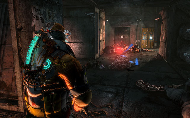 Walk through the gate on a small bridge inside huge silo - Protect the Armory munitions | Side missions: Armory - Side missions: Armory - Dead Space 3 Game Guide