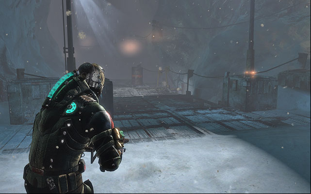 On the crate to the right, near the bridge entrance - Chapter 15 | Secrets - Secrets - Dead Space 3 Game Guide