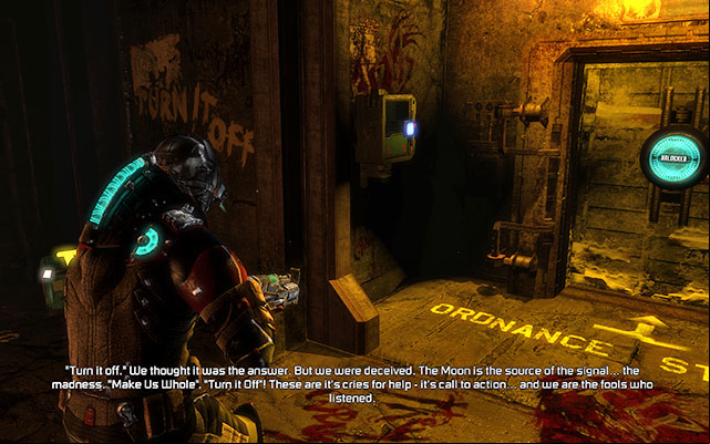 On the wall near the age to the next room from the suit kiosk room - Chapter 16 | Secrets - Secrets - Dead Space 3 Game Guide