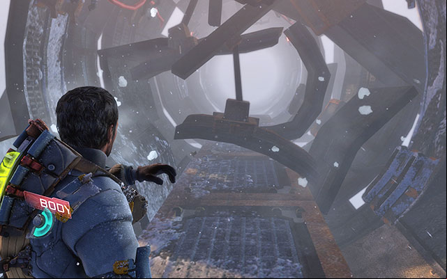 Go straight ahead, entering the large pipe-like part - Search for survivors | 8: Off the Grid - 8: Off the Grid - Dead Space 3 Game Guide