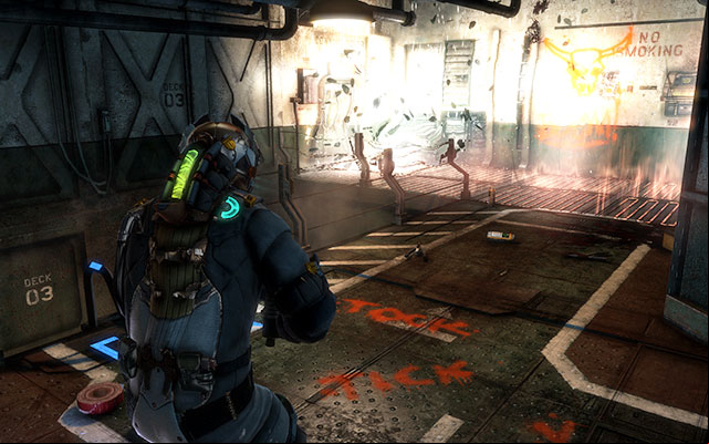 Move further, until you get to the room with a ladder - there are lockers on the right - Disable Edwards traps | Side missions: Conning Tower - Side missions: Conning Tower - Dead Space 3 Game Guide