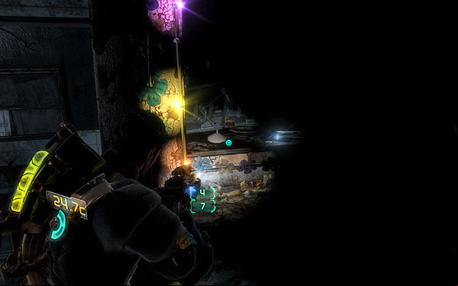 In the room with colorful lights on the wall, in the dark side - right after ing by mentioned lights, on the table - Chapter 8 | Secrets - Secrets - Dead Space 3 Game Guide