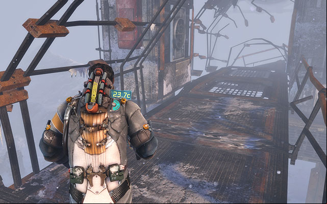 On the catwalk, where you can climb with a ladder located in front of the initially inaccessible gate - Chapter 8 | Secrets - Secrets - Dead Space 3 Game Guide