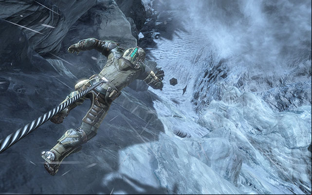 After a moment youll find yourself outside the ship, rappelling down the hill - Prologue: Beginnings | Prologue - Prologue - Dead Space 3 Game Guide