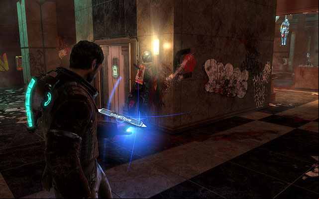Go along the corridor and another gate - youll find yourself in a large chamber full of corpses - Rendezvous with Norton | 1: Rude Awakening - 1: Rude Awakening - Dead Space 3 Game Guide