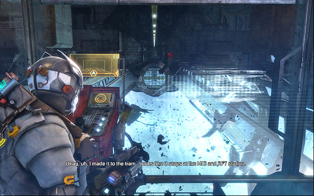 Once the tram appears, quickly jump inside - Call the tram | 5: Expect Delays - 5: Expect Delays - Dead Space 3 Game Guide