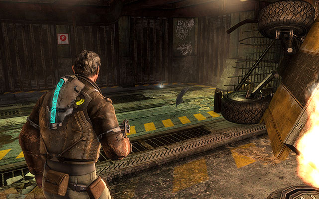 After stopping the traffic on the highway with stasis, go left - Chapter 1 | Secrets - Secrets - Dead Space 3 Game Guide