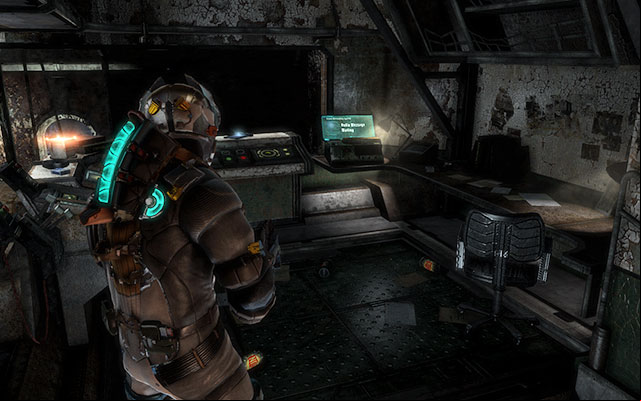 Inside the control room on Mid Station - first you have to turn on the power using the interface - Chapter 6 | Secrets - Secrets - Dead Space 3 Game Guide