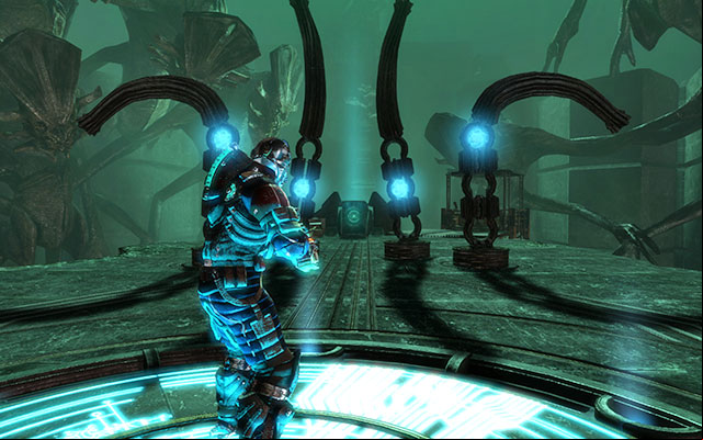After getting up youll notice four arched pillars - Activate the Alien Conduit | 17: A Strange City - 17: A Strange City - Dead Space 3 Game Guide