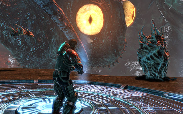 After a short flight youll stop at the large platform, starting the fight with the last boss in the game - Reach the machine | 19: Endings - 19: Endings - Dead Space 3 Game Guide