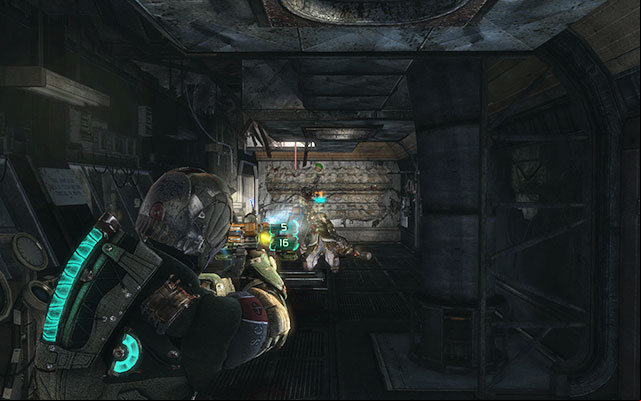 In the further part of the corridor youll find several crates and lockers and a suit kiosk - Scavenge the 163rd Reaper Barracks | Side missions: Reaper Barracks - Side missions: Reaper Barracks - Dead Space 3 Game Guide