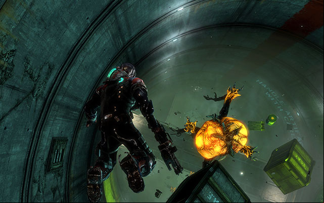 Move ahead until you reach a silo with zero-gravity - Investigate Artifact Storage | Side missions: Artifact Storage - Side missions: Artifact Storage - Dead Space 3 Game Guide