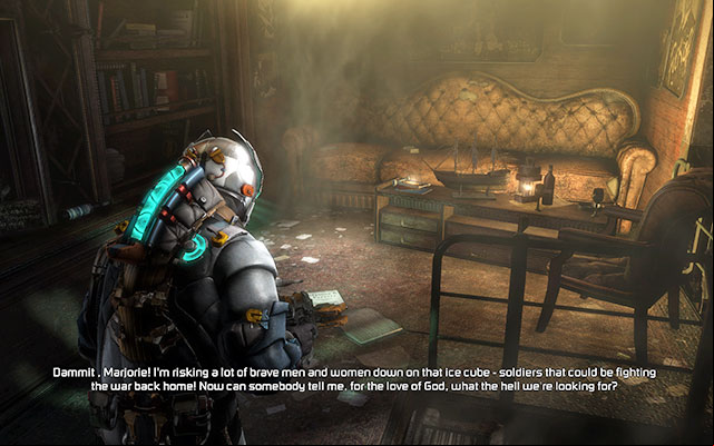 In the irals quarters, on the table - Chapter 4 - p. 1 | Secrets - Secrets - Dead Space 3 Game Guide