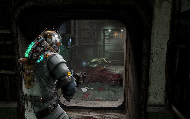 Before you your crew in the large hall, youll find yourself in the room with two doors - cross the one on the right - Chapter 4 - p. 1 | Secrets - Secrets - Dead Space 3 Game Guide